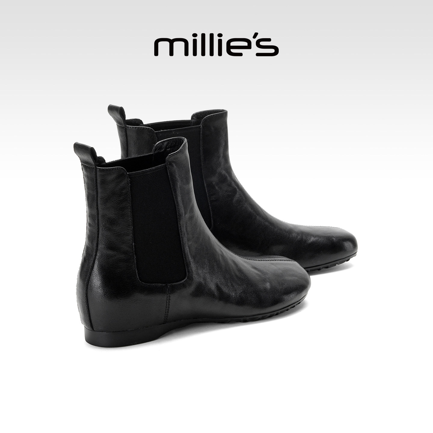MILLIE'S/妙丽2026秋冬新款英伦风显瘦粗跟女靴时尚小方头及踝靴Z