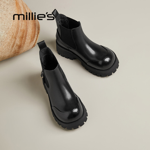 时尚 妙丽2025新款 百搭尖头骑士靴英伦风短筒靴马丁靴Z MILLIE