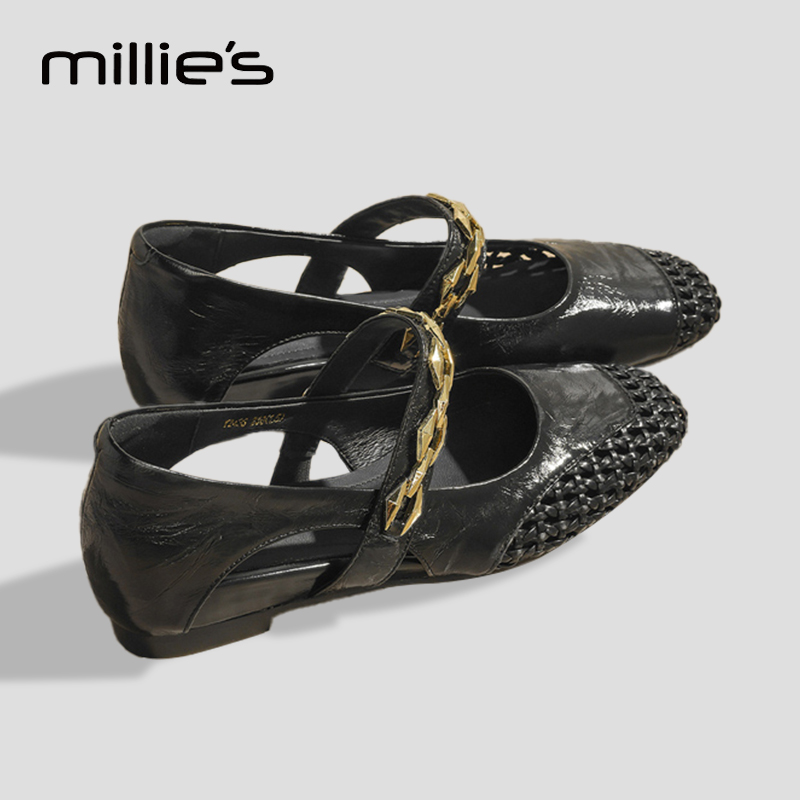 MILLIE'S/妙丽真皮复古单鞋