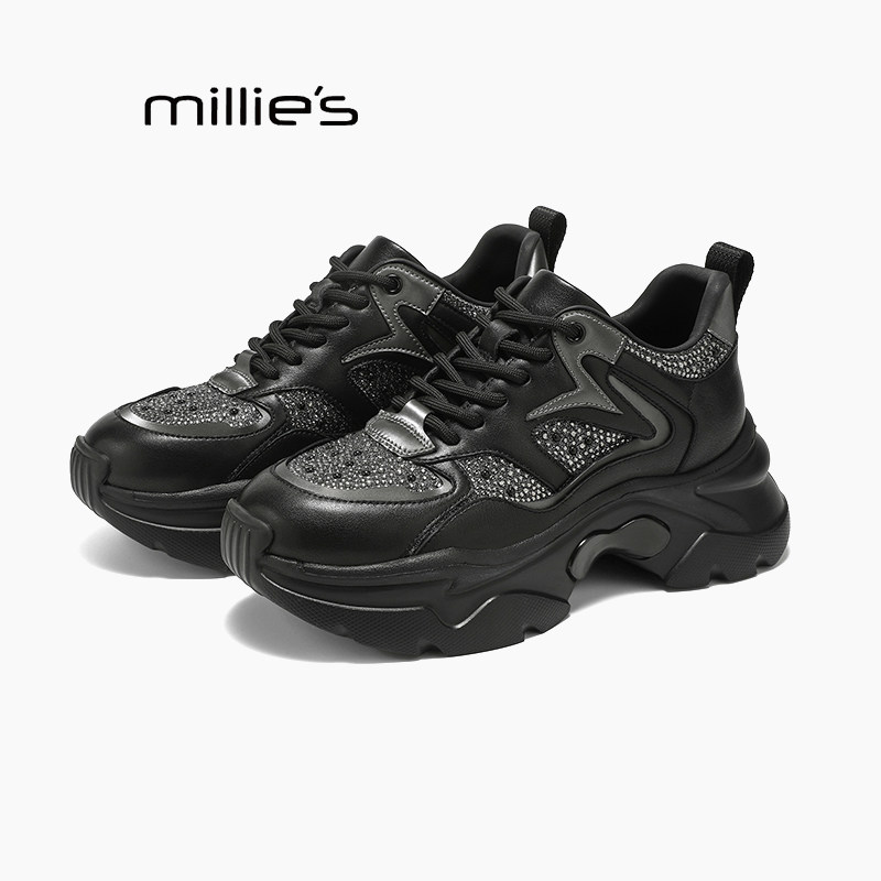 MILLIE'S/妙丽2026新款高级感时尚百搭女士春秋季厚底增高老爹鞋Q