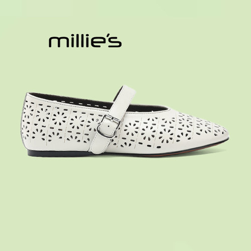 MILLIE'S/妙丽真皮镂空单鞋