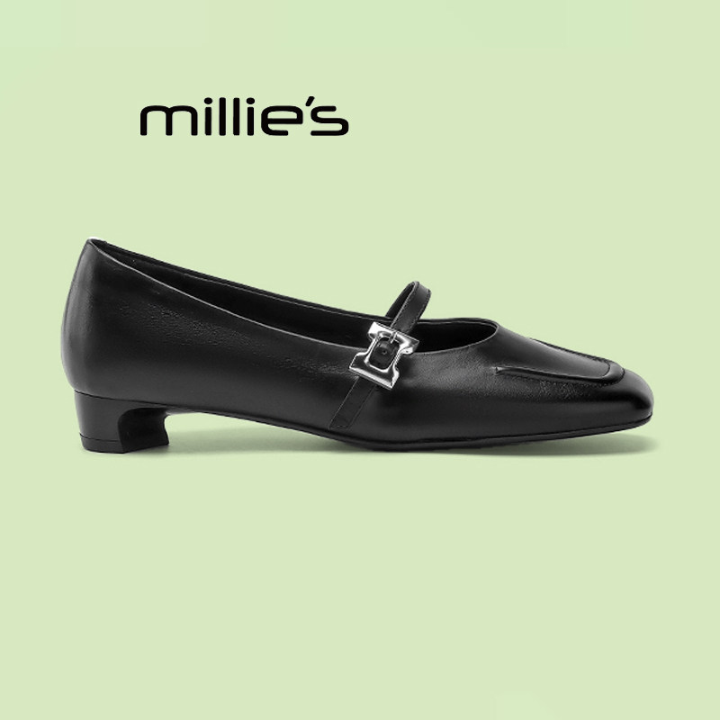 MILLIE'S/妙丽真皮复古玛丽珍鞋