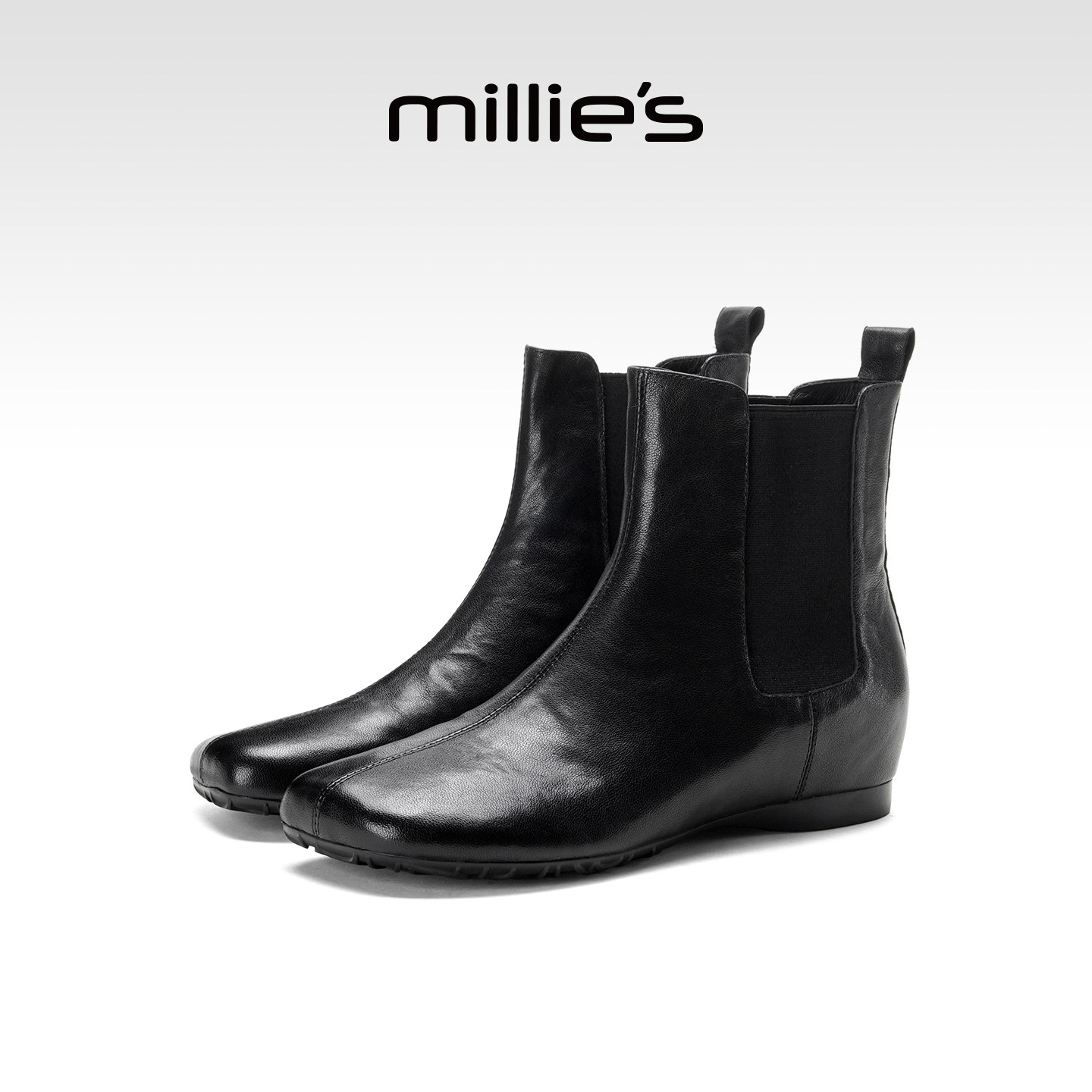 MILLIE'S/妙丽真皮厚底小短靴