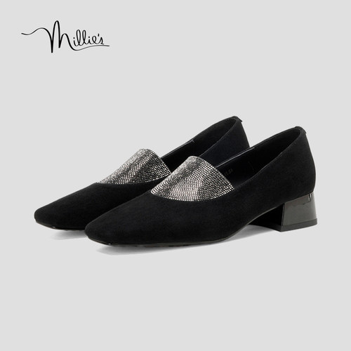 MILLIE'S/妙丽方头绒面豆豆鞋