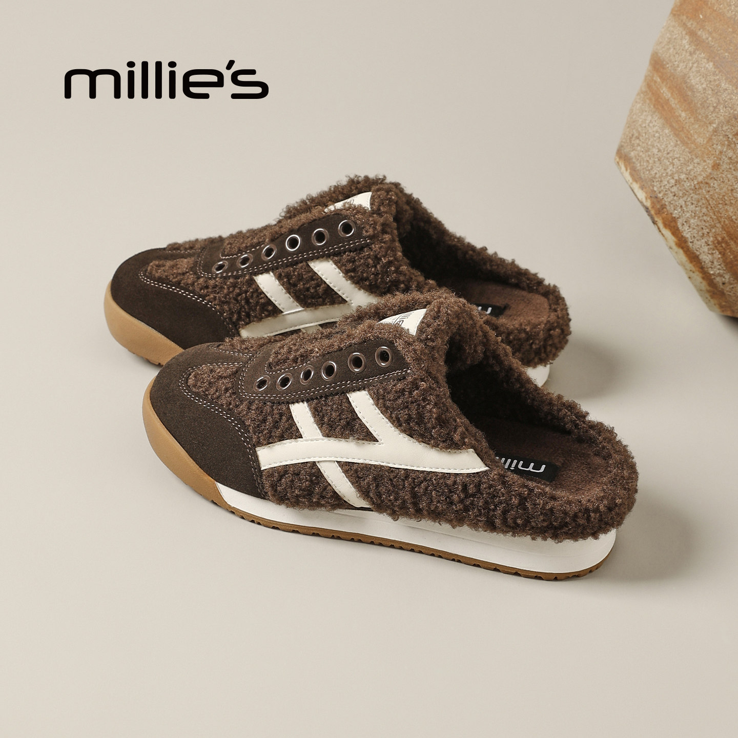 MILLIE'S/妙丽毛毛包头拖鞋女2025冬季加绒复古不累脚时尚休闲鞋Z,女鞋,时尚休闲鞋,淘宝优惠券,粉丝福利购,淘宝优惠卷