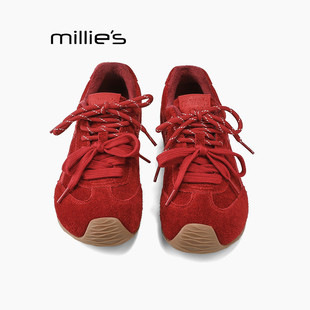 女新款 妙丽真皮复古德训鞋 秋季 阿甘运动休闲鞋 MILLIE 女士板鞋