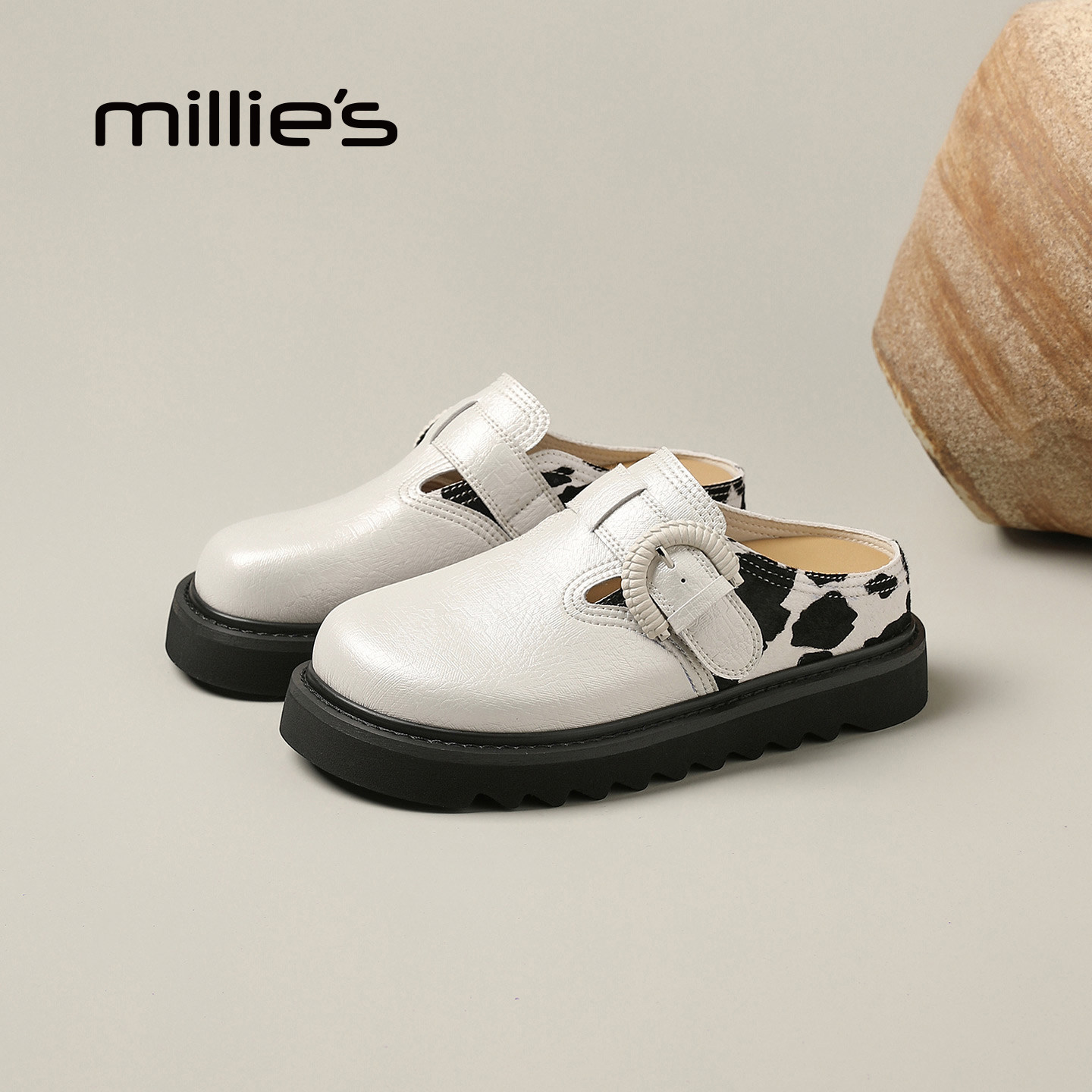 MILLIE'S/妙丽厚底勃肯鞋女魔术贴包头拖鞋百搭休闲鞋一脚蹬Q,女鞋,老爹鞋,淘宝优惠券,粉丝福利购,淘宝优惠卷