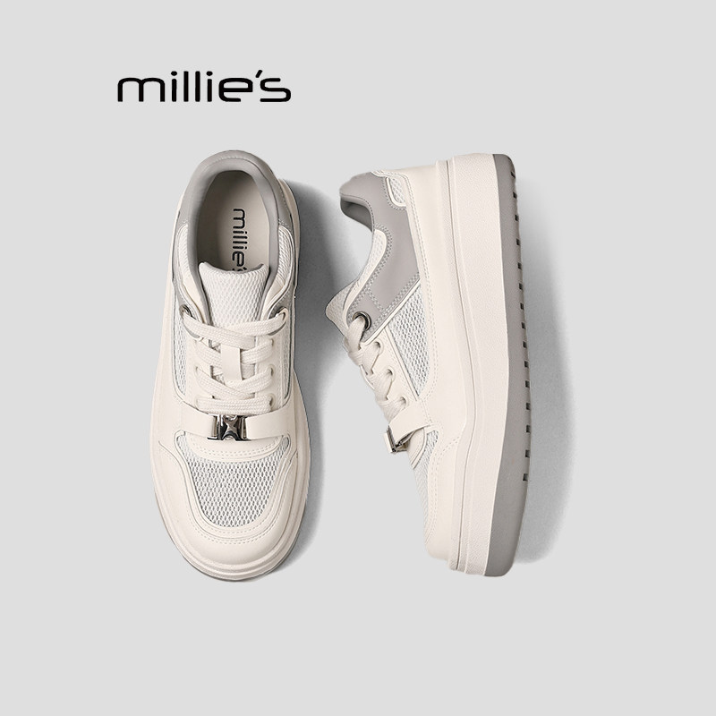 MILLIE'S/妙丽女鞋户外时尚休闲板鞋绝美新款夏季通勤百搭网面鞋P