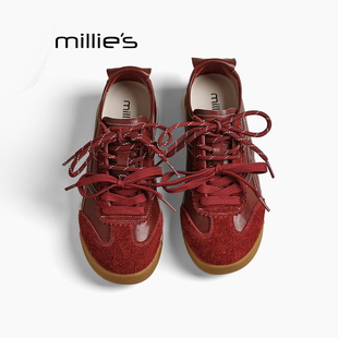 秋季 妙丽2025新款 女复古德训鞋 女百搭拼色休闲鞋 MILLIE 阿甘鞋