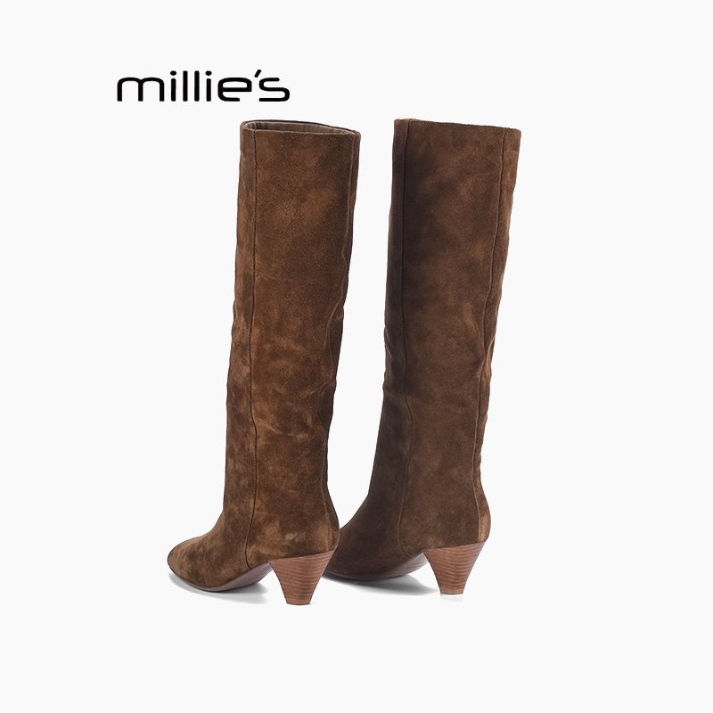 妙丽真皮尖头骑士靴巨好看