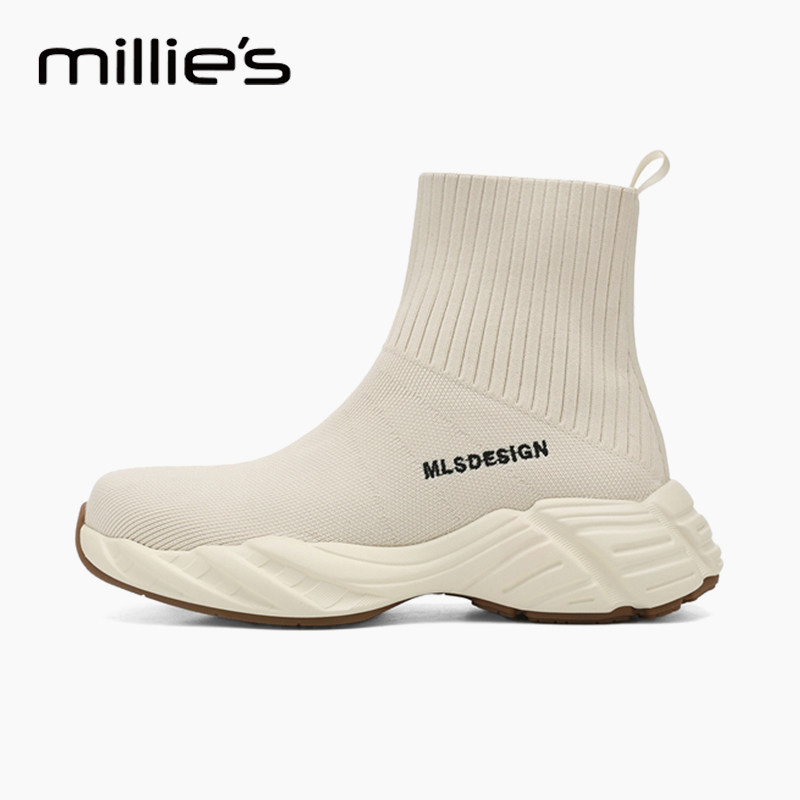 MILLIE'S/妙丽袜子靴女2026年秋季新款弹力靴厚底短靴休闲运动鞋