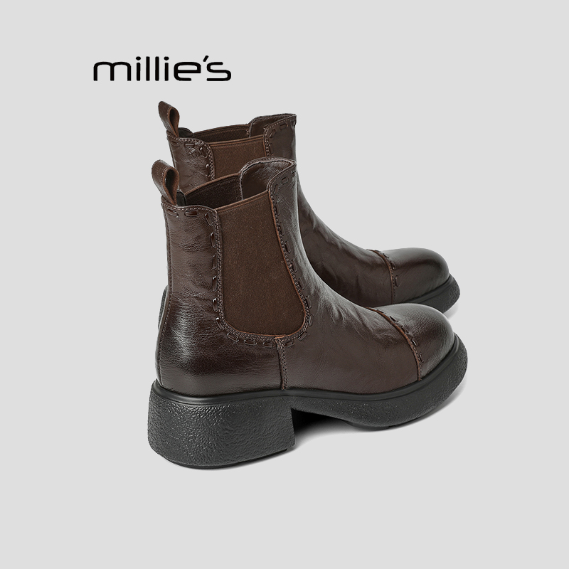 MILLIE'S/妙丽粗跟高跟短靴