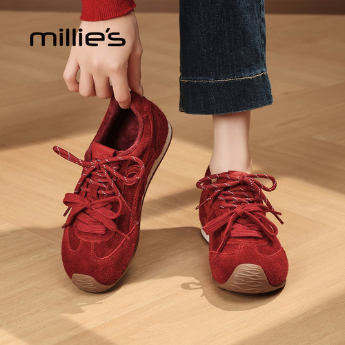 MILLIE'S/妙丽真皮德训鞋女