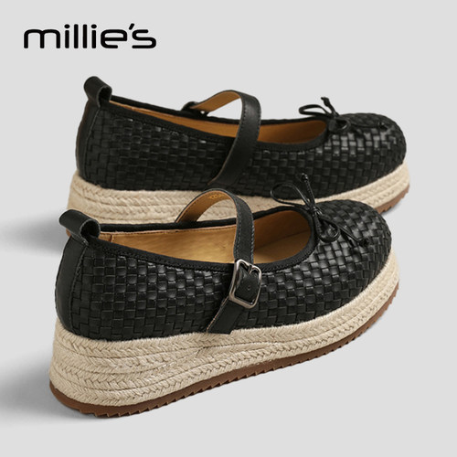 MILLIE'S/妙丽真皮复古浅口单鞋
