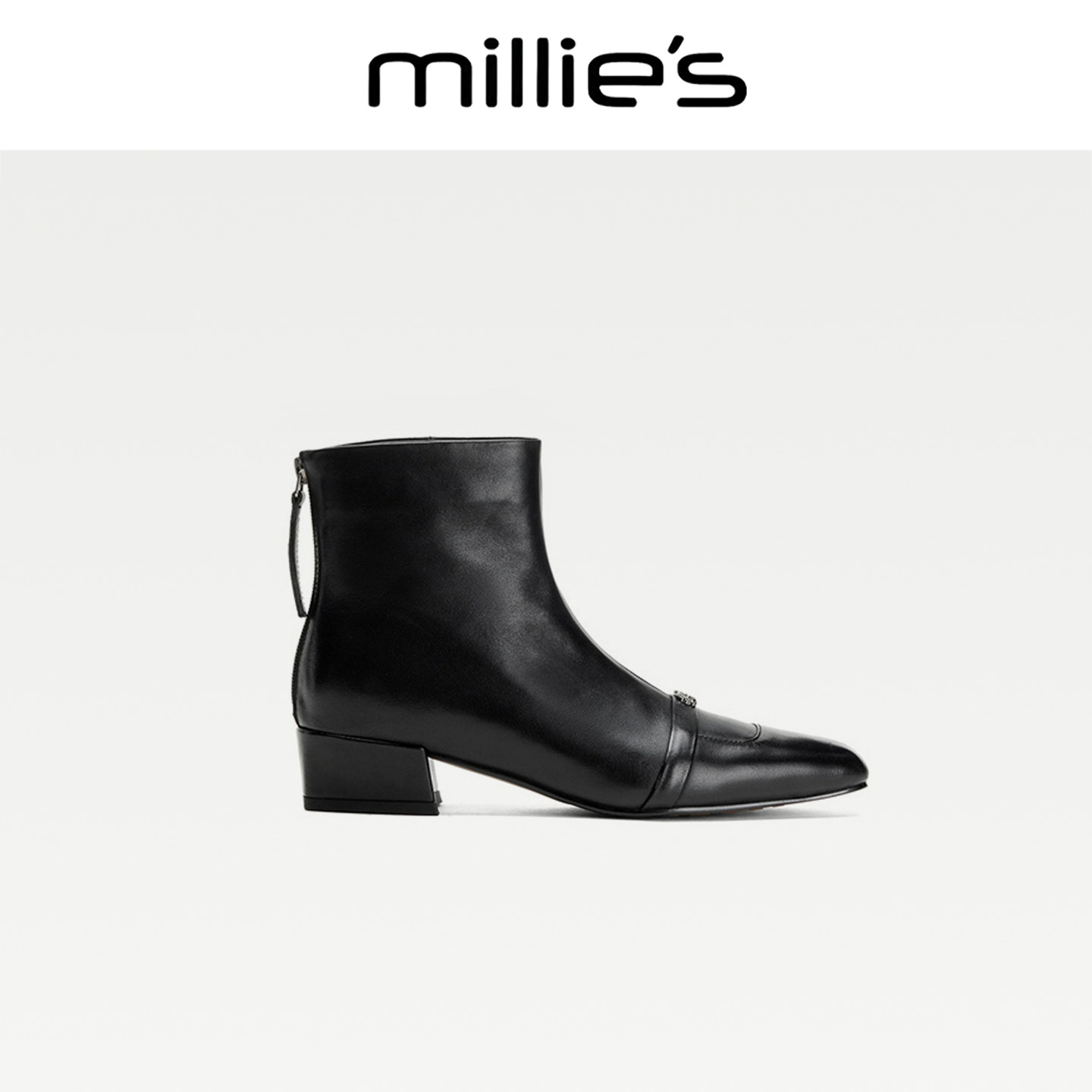 MILLIE'S/妙丽2026新款时尚百搭马丁靴女款英伦风短靴粗跟靴子CZ