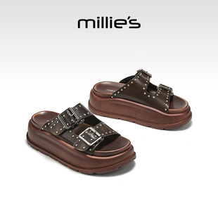 妙丽官方旗舰店松糕厚底凉鞋新款舒适不累脚软底配裙子罗马鞋子夏