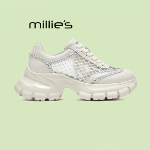 妙丽旗舰店旅游鞋女运动凉鞋2026夏款镂空透气厚底老爹鞋洞洞款