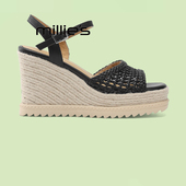 露趾增高草编凉鞋 妙丽官方旗舰店厚底坡跟渔夫凉鞋 女外穿2026夏季