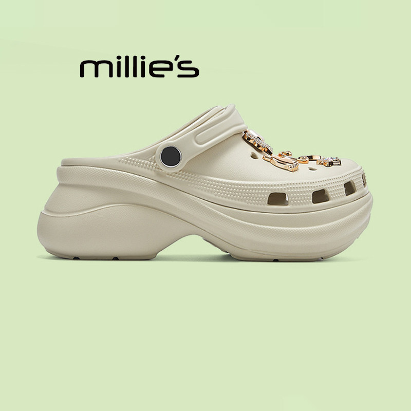 妙丽官方旗舰店厚底洞洞鞋女2025夏两穿凉鞋外穿EVA踩屎感包头拖