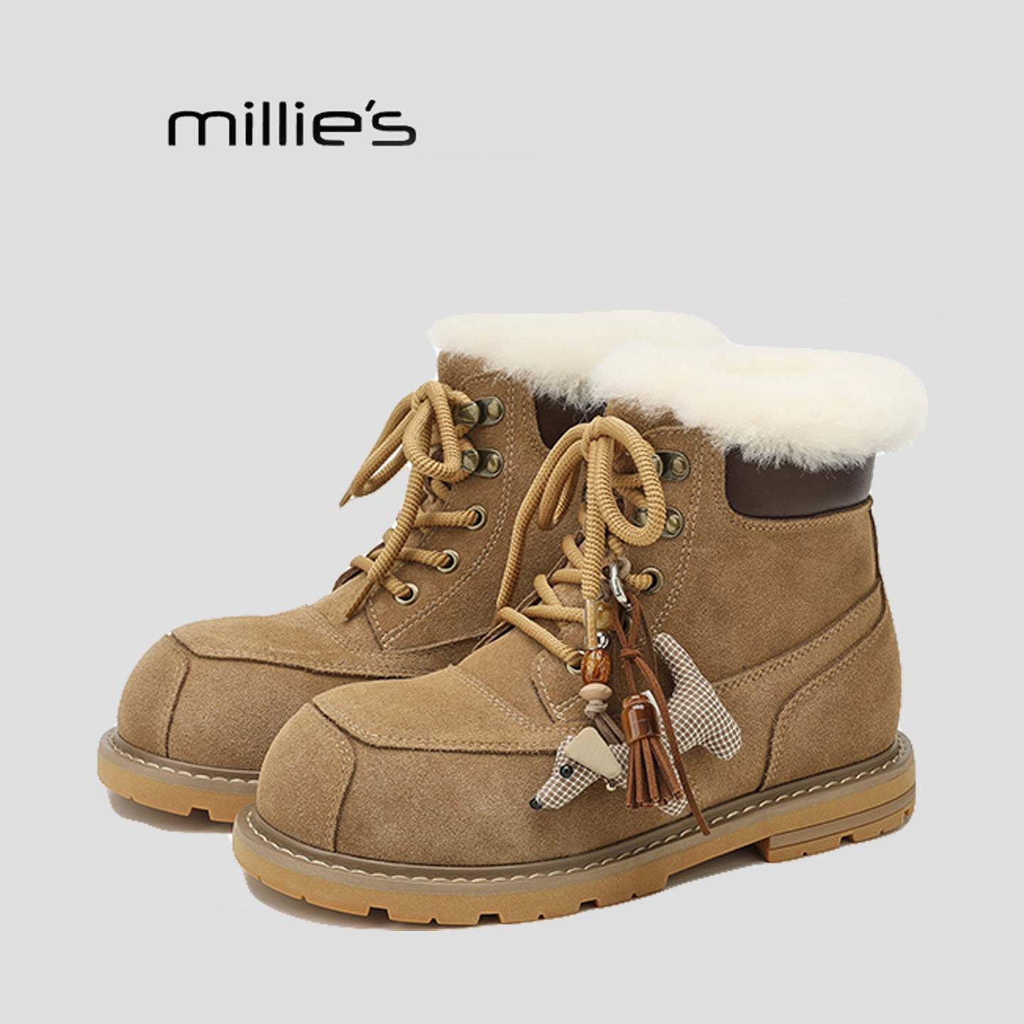 MILLIE'S/妙丽真皮厚底雪地靴