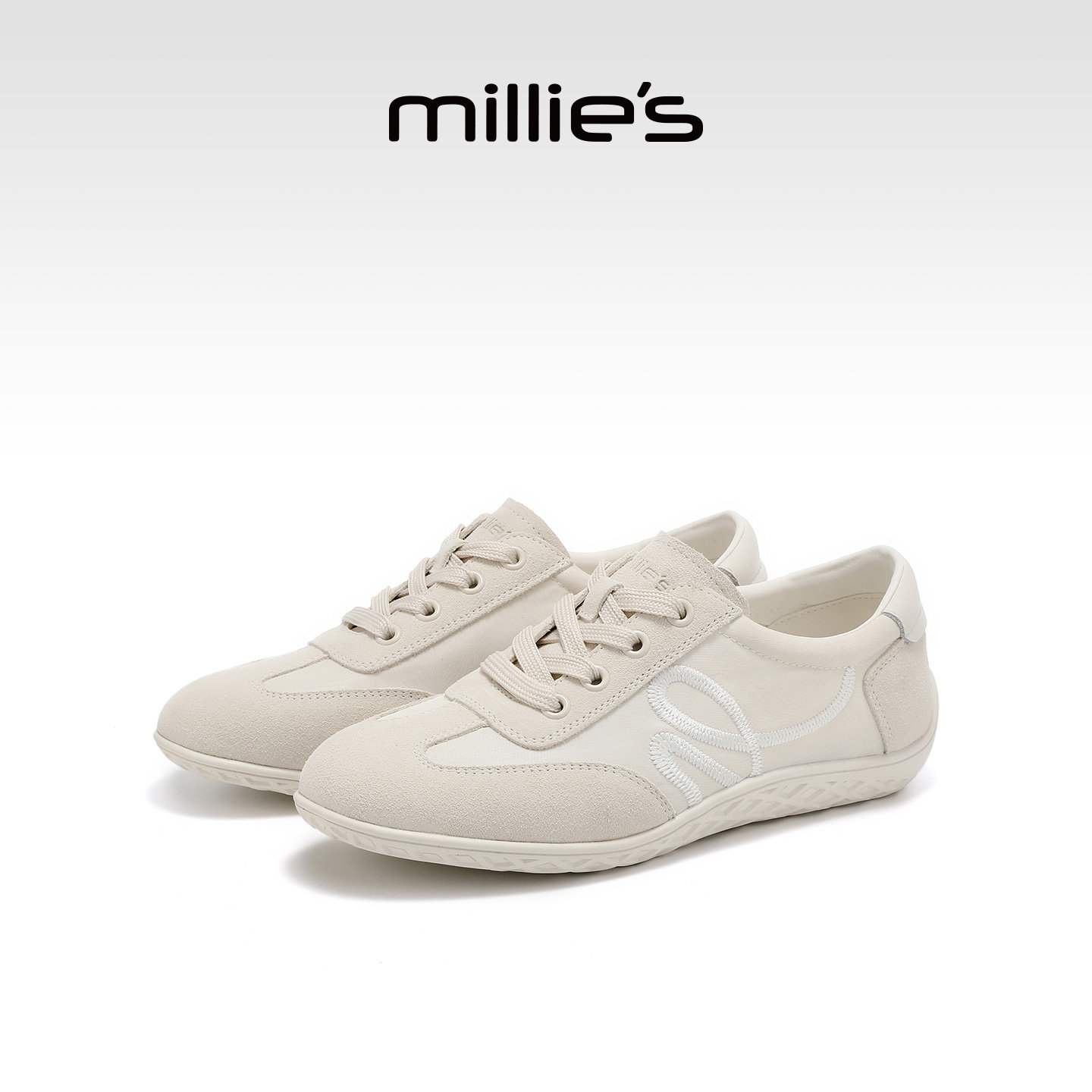 MILLIE'S/妙丽复古休闲风德训鞋女2025新款秋季平底系带休闲鞋Q,女鞋,时尚休闲鞋,淘宝优惠券,粉丝福利购,淘宝优惠卷