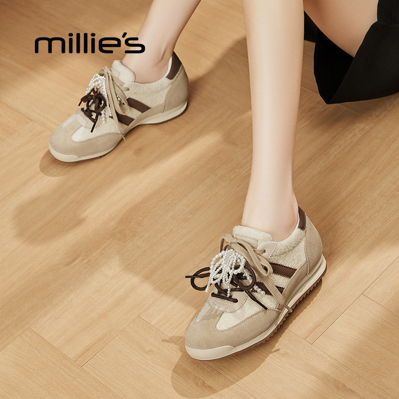 MILLIE'S/妙丽真皮厚底休闲鞋