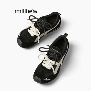 加绒内增高休闲鞋 妙丽冬款 女厚底复古双鞋 德训鞋 MILLIE 运动鞋