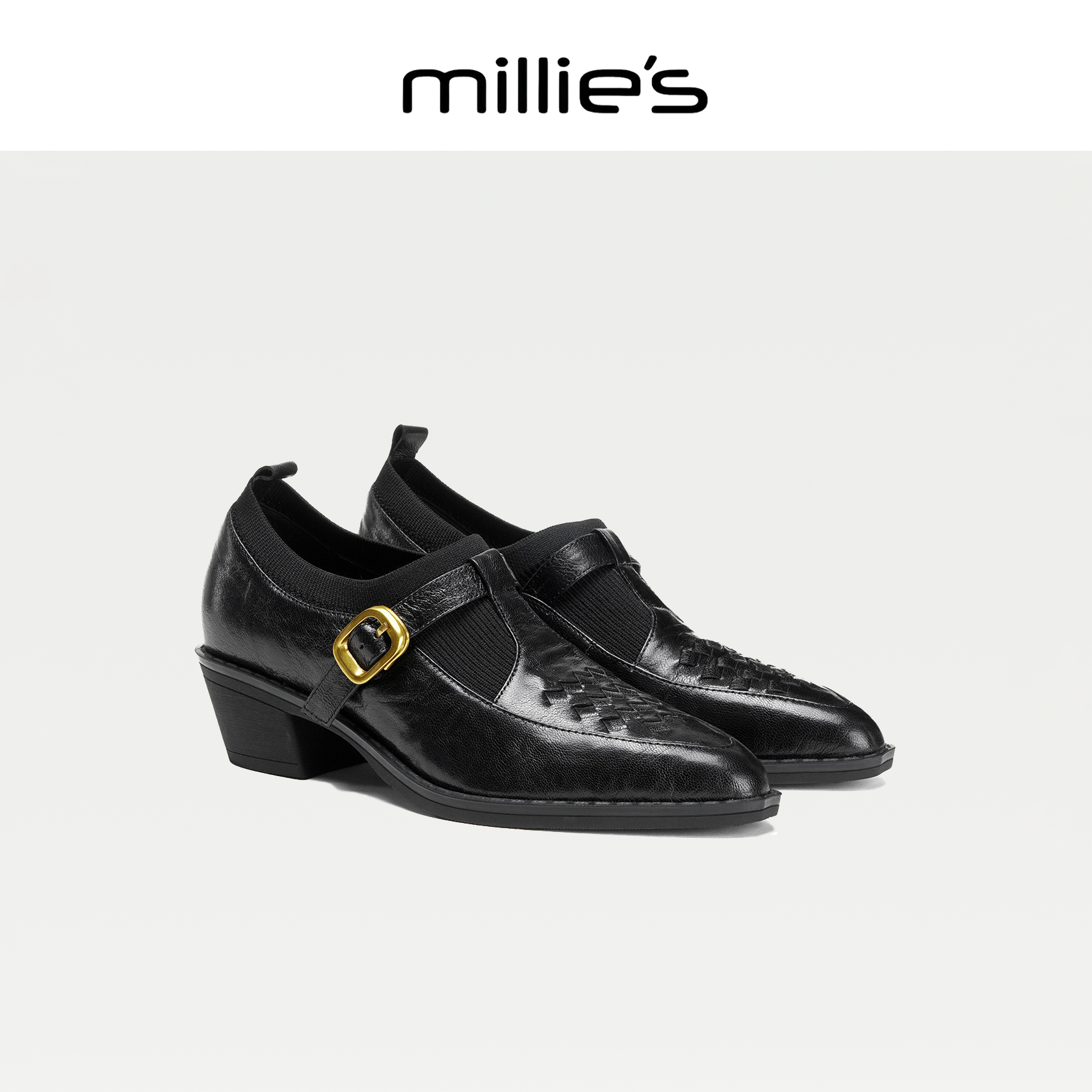 MILLIE'S/妙丽新款浅口方头双皮带扣平底玛丽珍鞋时尚芭蕾鞋女CQ,女鞋,浅口单鞋,淘宝优惠券,粉丝福利购,淘宝优惠卷