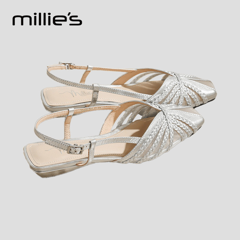 MILLIE'S/妙丽平头细跟凉鞋
