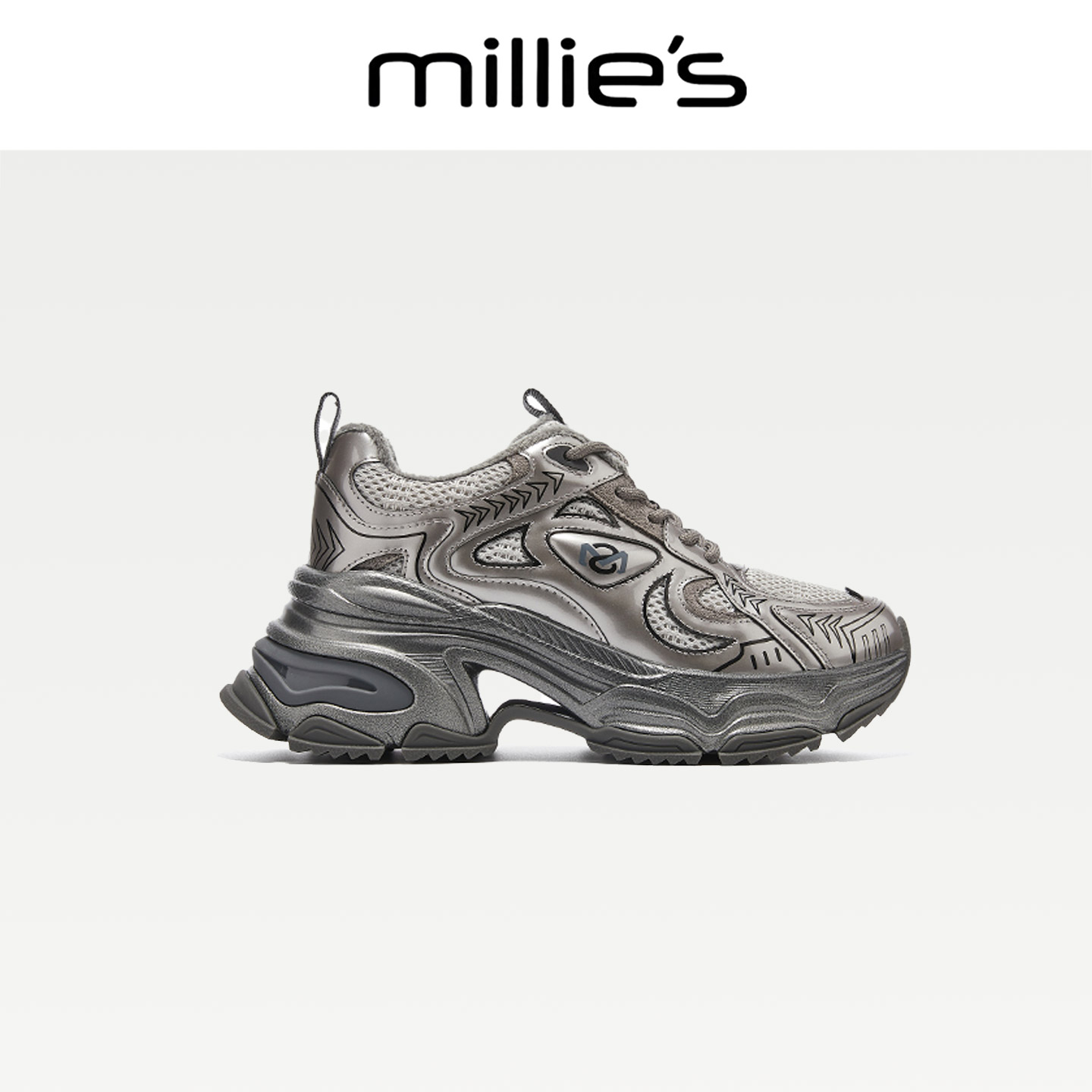 MILLIE'S/妙丽真皮厚底老爹鞋