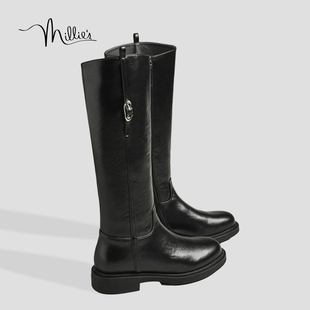 MILLIE'S/妙丽2026新款秋冬复古英伦风马丁靴女百搭休闲长筒靴HQ