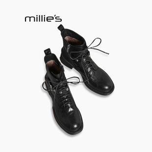 小众设计减龄时装 妙丽女鞋 新款 靴子Z 复古加绒短靴秋冬季 MILLIE