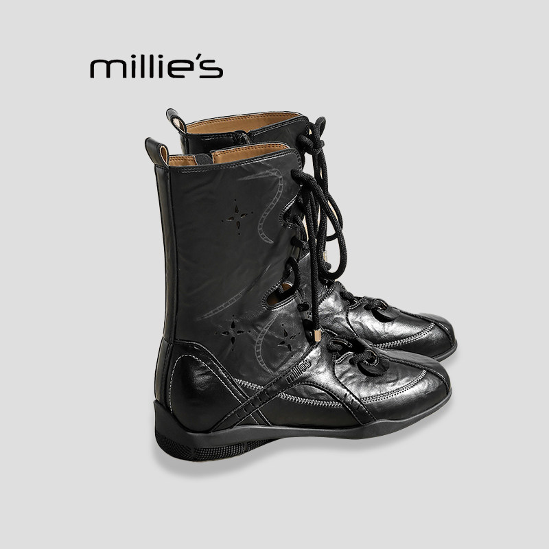 MILLIE'S/妙丽西部牛仔靴巨好看新款时尚夏季增高短靴马丁靴女P
