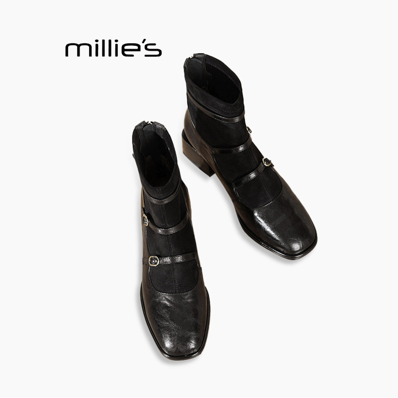 MILLIE'S妙丽法式水钻短靴巨好看