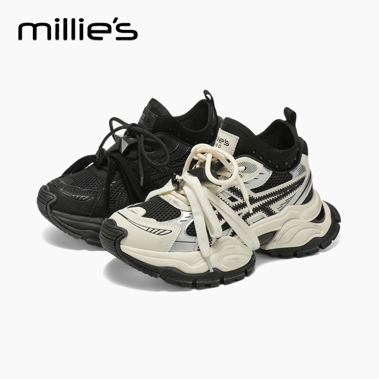 MILLIE'S/妙丽真皮厚底老爹鞋