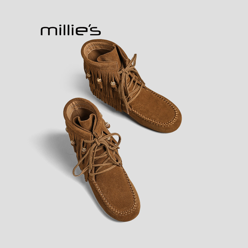 MILLIE'S妙丽女靴加绒流苏巨好看