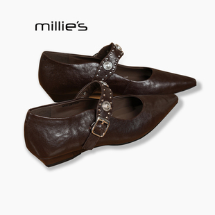 时尚 妙丽2025新款 粗跟浅口女士单鞋 百搭一字扣带Z 夏季 MILLIE