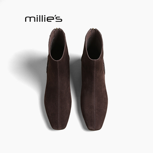 新款 妙丽英伦风2025年秋季 真皮瘦瘦靴气质休闲女短靴Z MILLIE