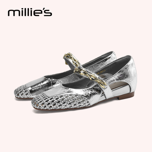 MILLIE'S/妙丽真皮洞洞单鞋女