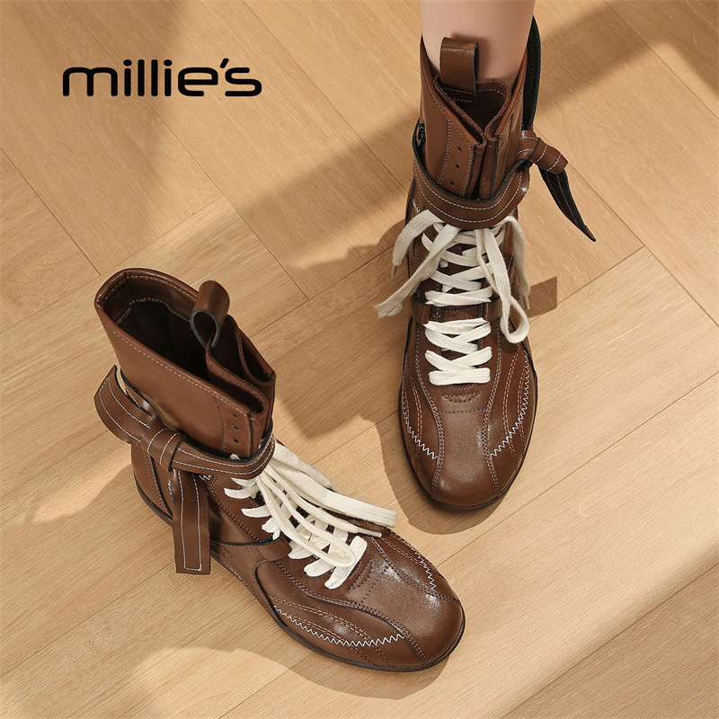 MILLIE'S/妙丽真皮短靴