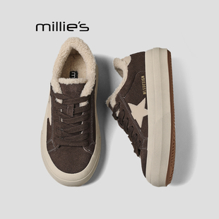 冬季 妙丽德训鞋 新款 真皮平底加绒保暖时尚 MILLIE 豹纹休闲板鞋