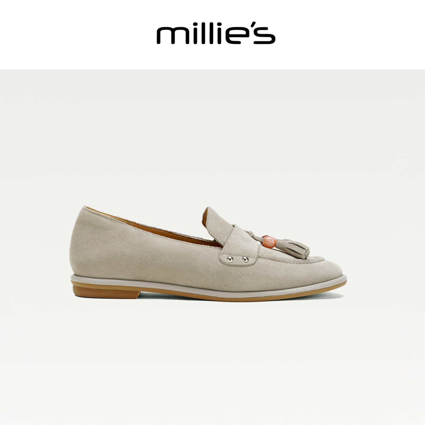 MILLIE'S/妙丽2025新款复古流苏乐福鞋女平底一脚蹬懒人豆豆鞋C,女鞋,乐福鞋（豆豆鞋）,淘宝优惠券,粉丝福利购,淘宝优惠卷