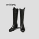 妙丽黑色高筒靴女2026春季 MILLIE 复古风粗跟骑士靴显瘦长筒靴Q