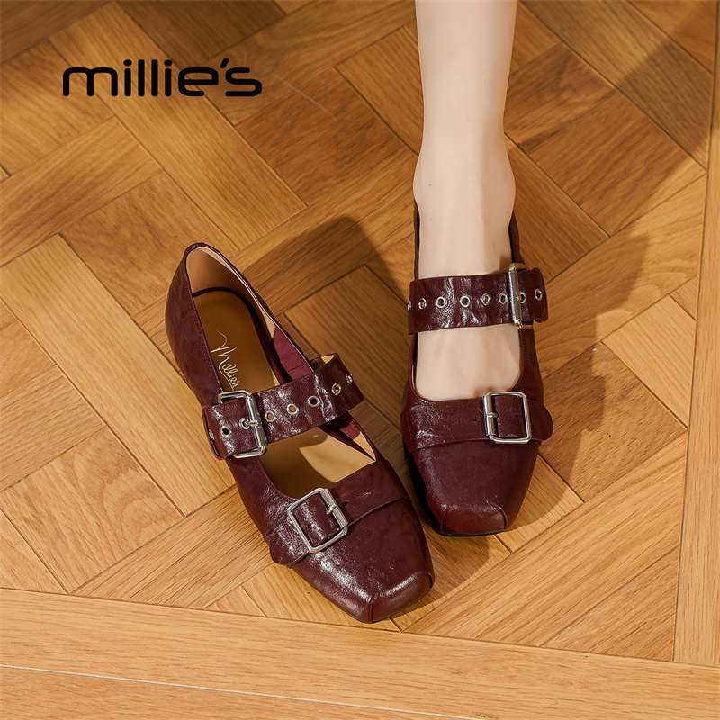 MILLIE'S/妙丽方头一字扣单鞋