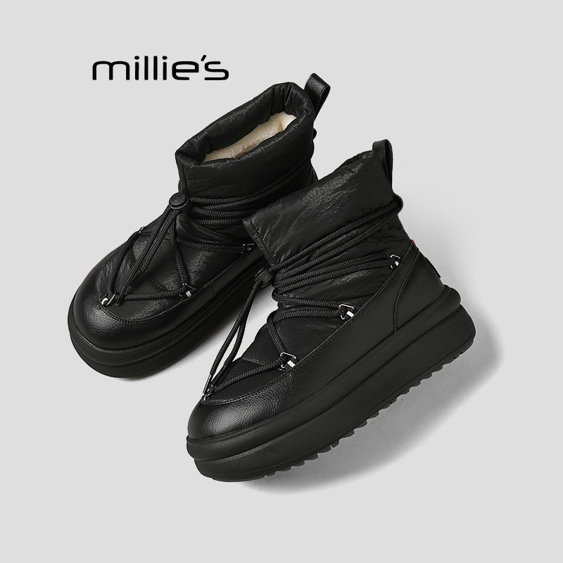 MILLIE'S妙丽雪地靴女黑色巨好看