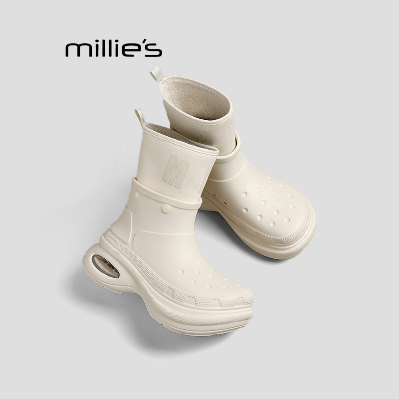 MILLIE'S/妙丽雨靴女轻便百搭内增高厚底防水套筒时装靴小短靴HZ,女鞋,时装靴,淘宝优惠券,粉丝福利购,淘宝优惠卷