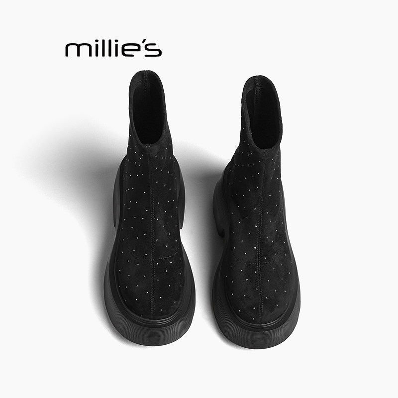 MILLIE'S妙丽厚底粗跟短靴巨好看