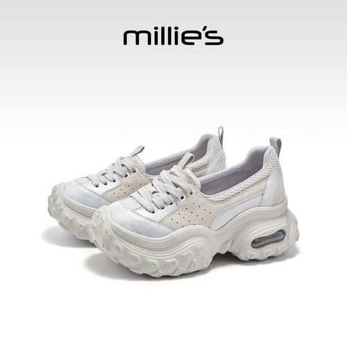 MILLIE'S/妙丽真皮厚底老爹鞋女