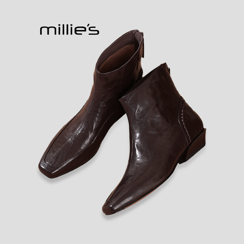 MILLIE'S妙丽切尔西靴棕色巨好看