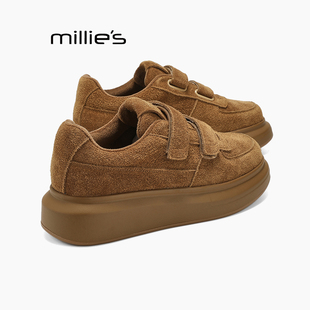 真厚底圆头魔术贴增高休闲运动板鞋 妙丽2025新款 女欧货Z MILLIE